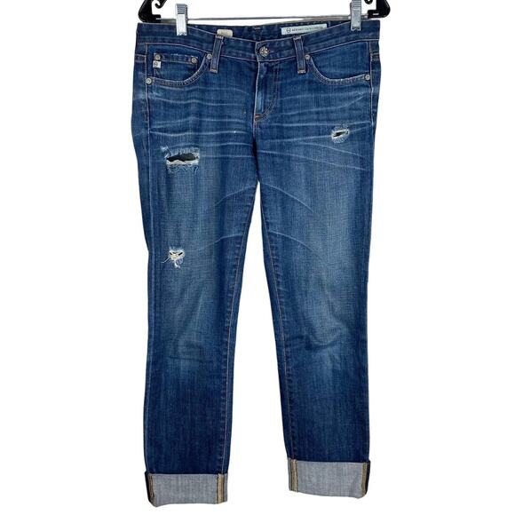 AG Adriano Goldschmied Distressed Stilt Cigarette Leg Jeans Women's Size 27R EUC - Picture 1 of 8